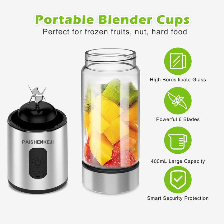 Glas Smoothie Maker Mini Mixer - Standmixer, Tragbarer Mini Blender, 400ml Smoothie Maker to go, USB