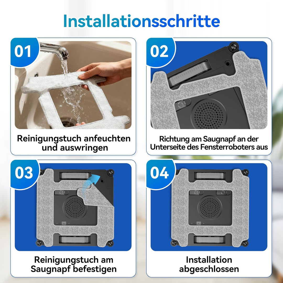 Reinigungstücher Zubehör, 4 Stück Ersatz, Anwendbar auf YW336 Fensterputzroboter