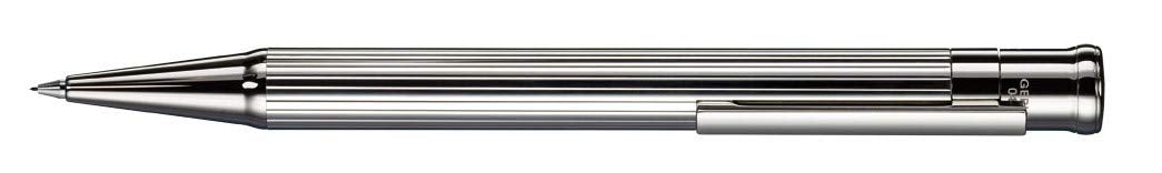 Otto Hutt Bleistift (design04 edler Graphitstift, Beschlagteile Platin Silber und Streifen-Guillochi