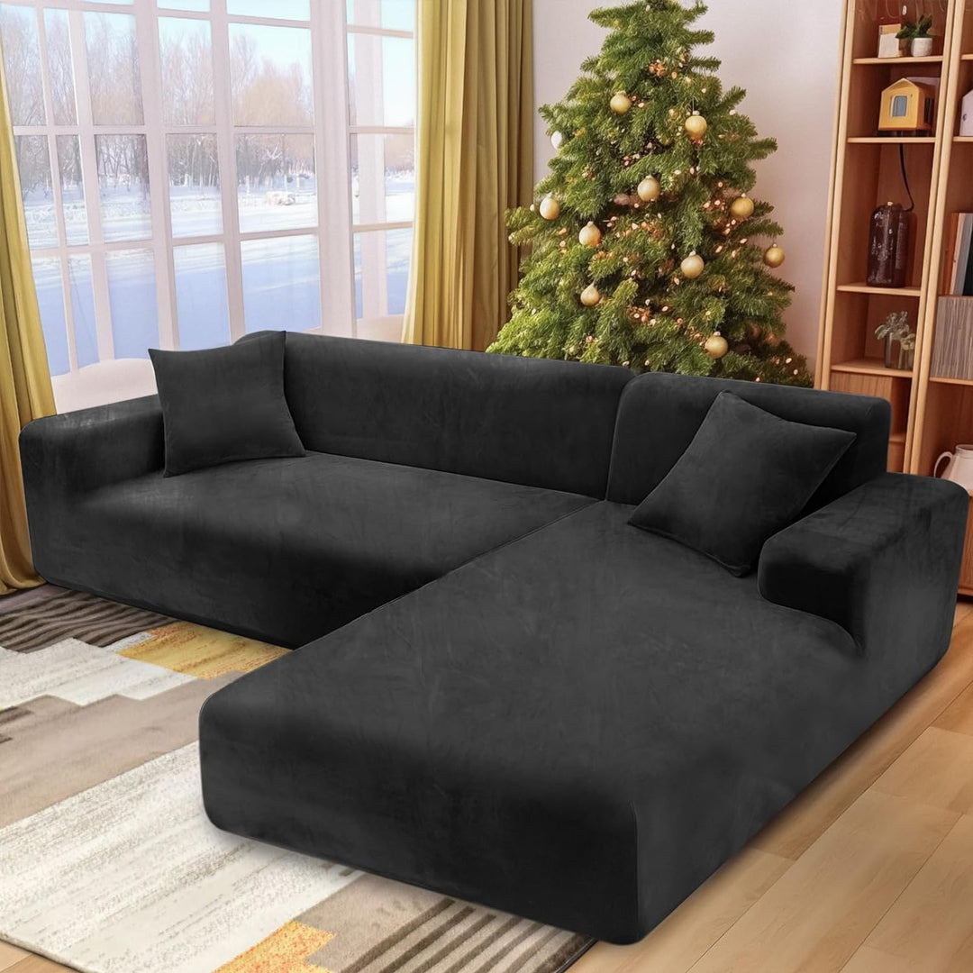 NAKIHOUSE Dicke Samt Sofa Überwürfe Sofabezug mit einem Kissenbezug, Superweicher Elastische Sofa Ab