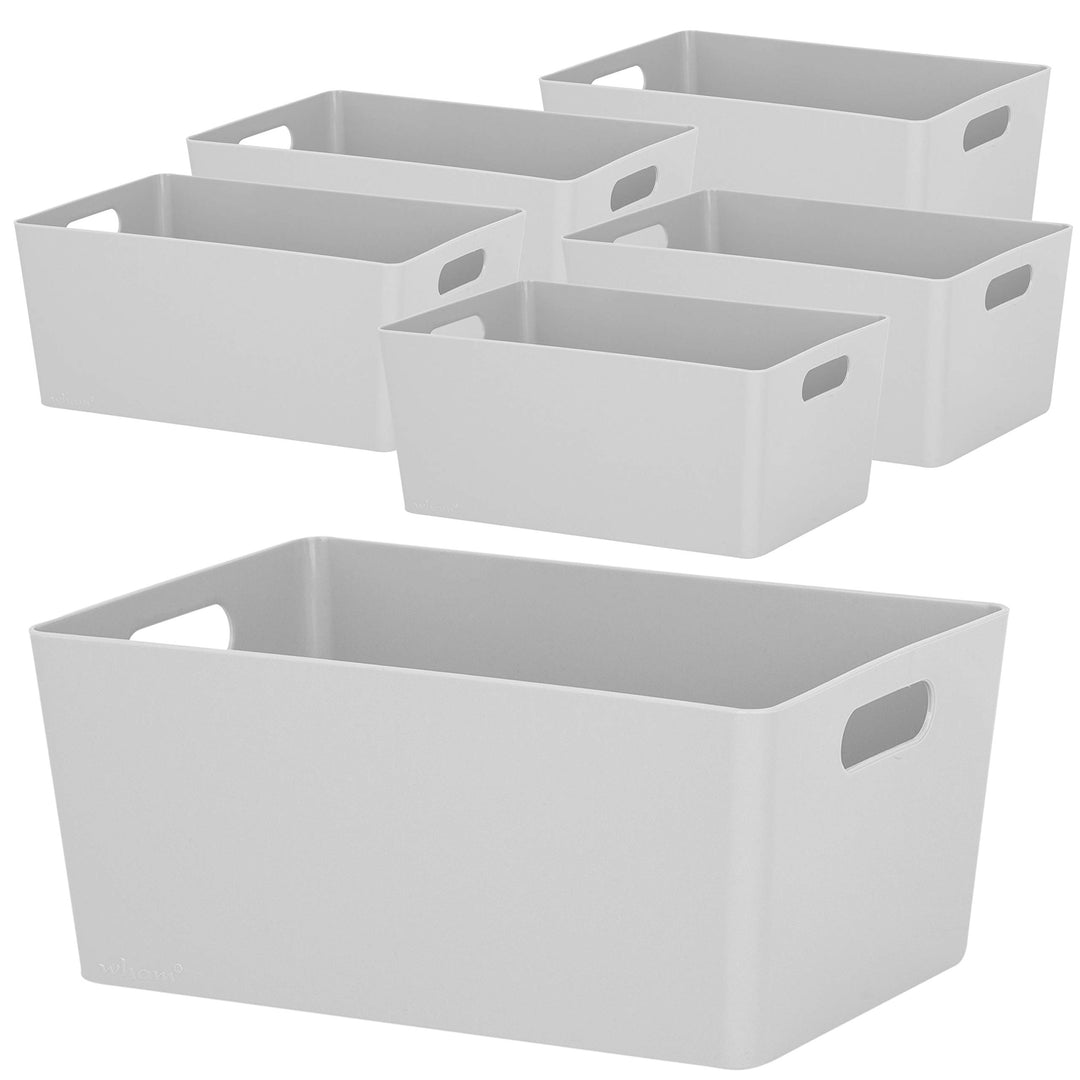 6x Ordnungsboxen - 11 cm hoch - GRAU - 25x17x11cm - 3,9 Liter - DINA5 - Ordnungskorb - Schubladenorg