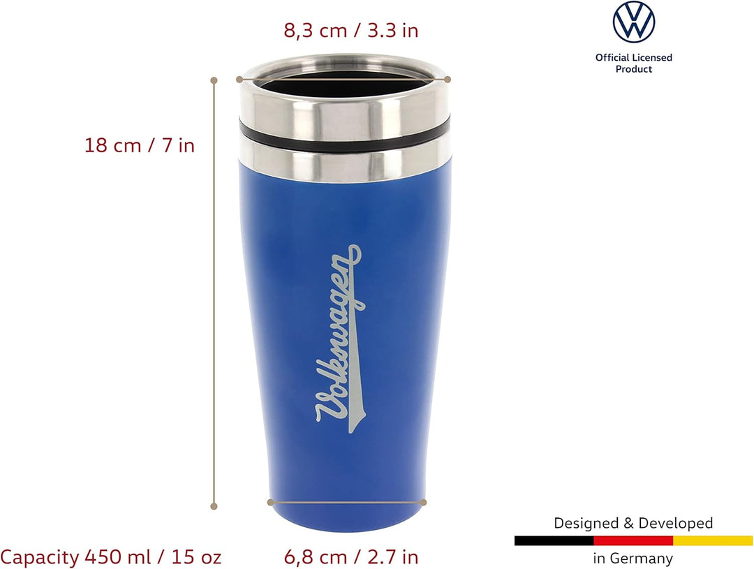 BRISA VW Collection - Original Volkswagen Isolierter Edelstahl Thermo-Becher (Doppelwandig/450ml/Bla