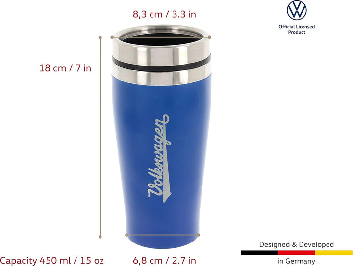 BRISA VW Collection - Original Volkswagen Isolierter Edelstahl Thermo-Becher (Doppelwandig/450ml/Bla