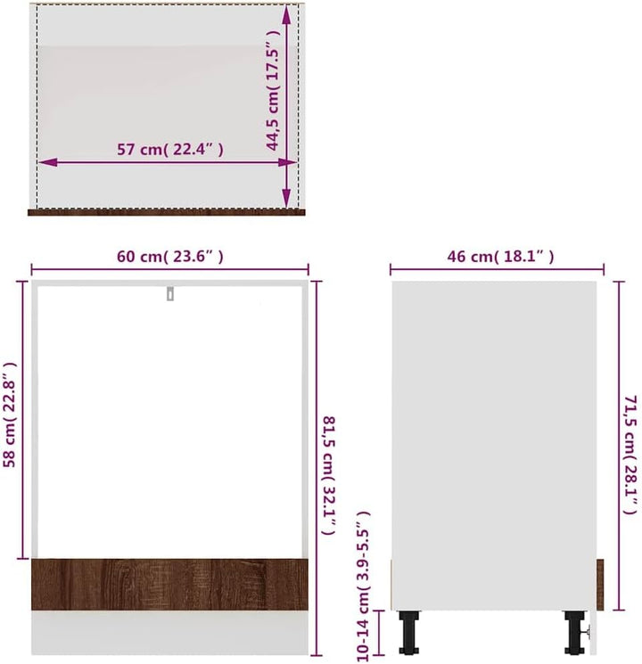 vidaXL Herdumbauschrank Lyon Braun Eichen-Optik 60x46x81,5 cm Holzwerkstoff, Küchenschrank, Gastrono
