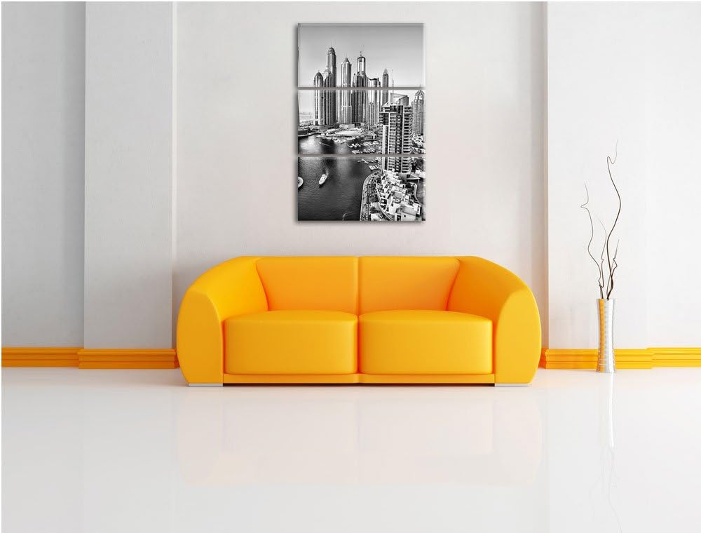Pixxprint Monocrome, Dubai Metropole 3-Teiler Leinwandbild 120x80 Bild auf Leinwand