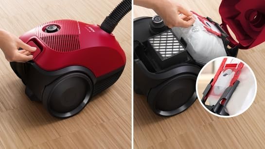 Bosch Staubsauger mit Beutel Serie 2 BGLS2RD1, Rot | Made in Germany, Hygiene-Filtersystem, Grosser