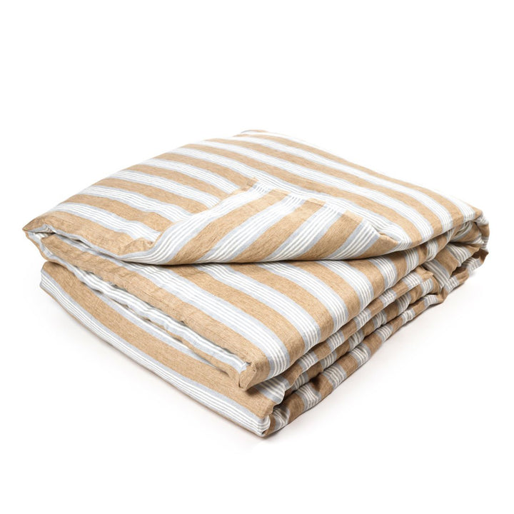 Leinen Bettbezug Maora 240x220 cm, Stripe - Libeco Home 240x220 cm (mit Flaschenhals Verschluss), 24