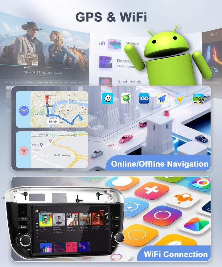 Carplay Autoradio für FIAT Punto 2012 2013 2014 2015 2016, 4GB+64GB Wireless Android Auto Stereo mit