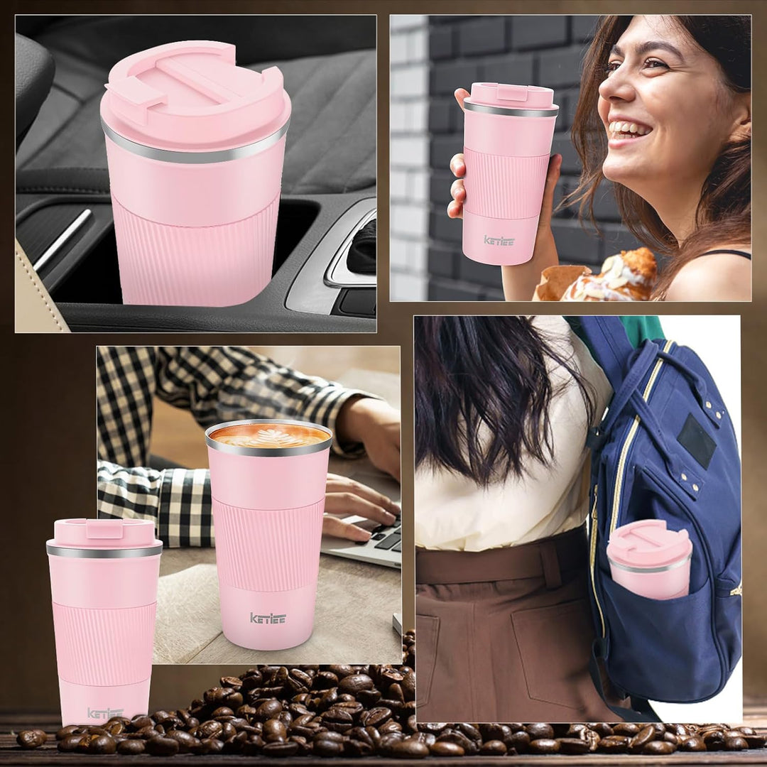 KETIEE Kaffeebecher to go,510ml Thermobecher Kaffee-to-go,Kaffeebecher Thermo,Doppelwandig Reisebech