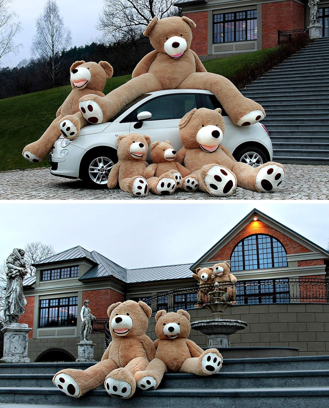 MKS XXL Teddybär mit Waschbarem Bezug | 340 cm Kuschelbär | Riesen Teddy mit strapazierfähigem Reiss