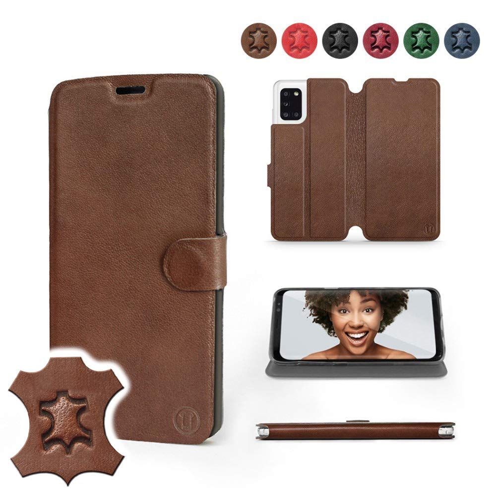 Mobiwear | Echt Lederhülle | Kompatibel mit Samsung Galaxy A51, Made in EU handyhülle, Slim Leather