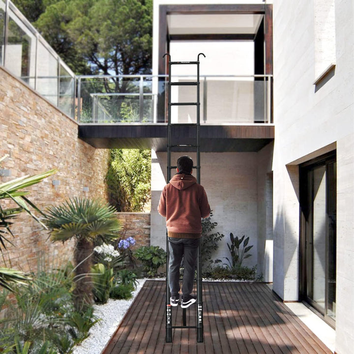 3,8M Teleskopleiter, Aluminium Teleskop Verlängerungsleiter, Tragbar für tägliche Haushalts- oder Wo