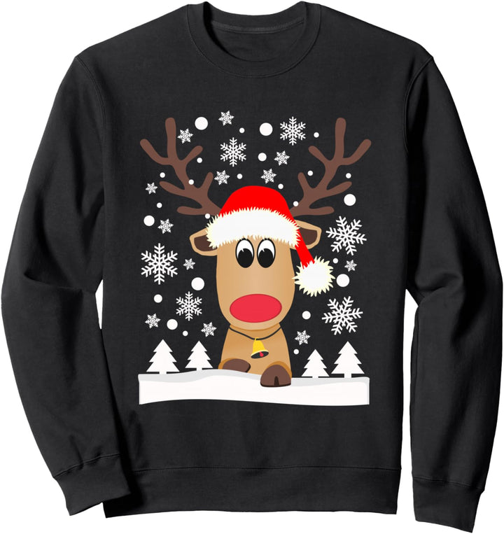 Lustiges Rentier Weihnachten Schneeflocken Elch Weihnachts Sweatshirt