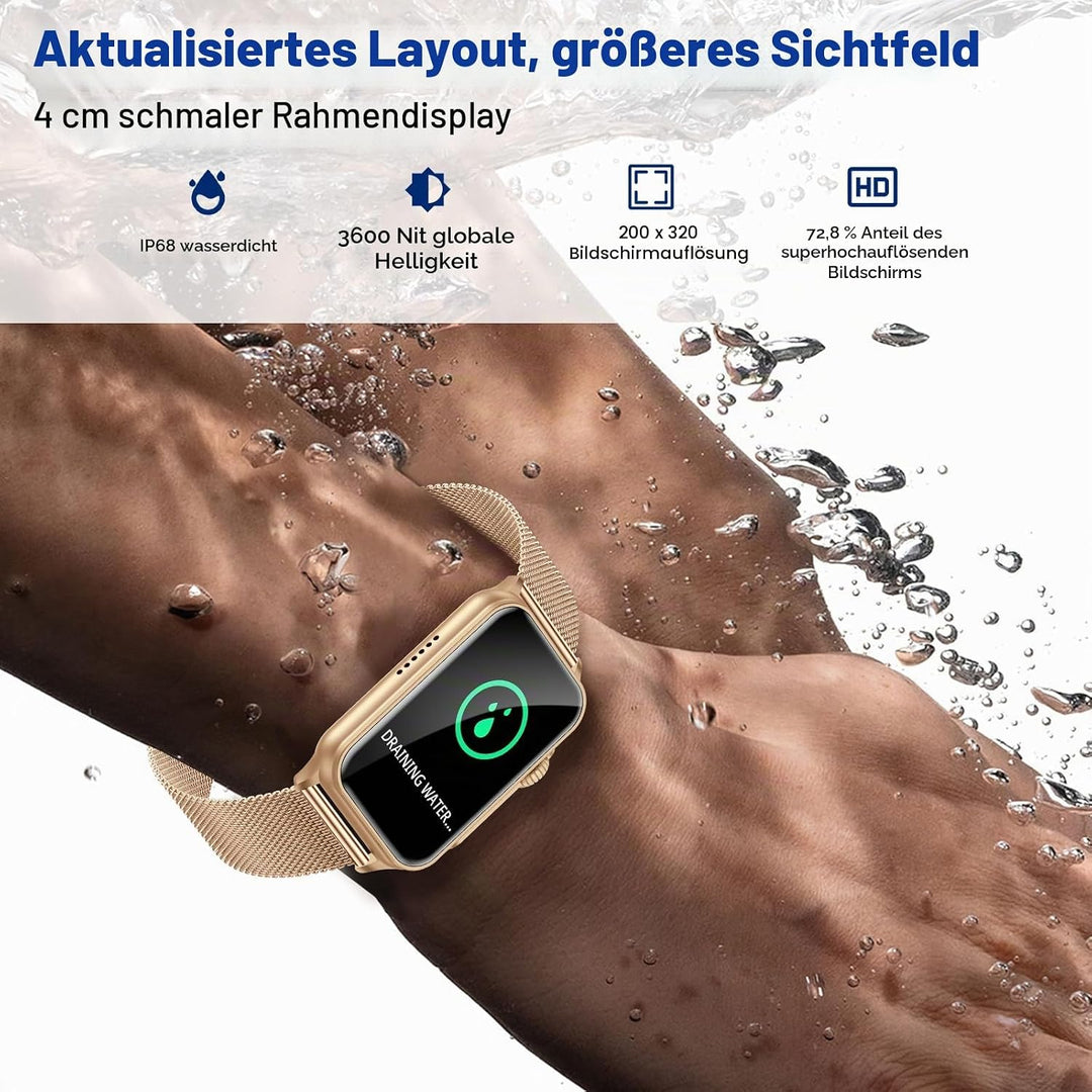 Smartwatch Damen mit Telefonfunktion 1,57 Zoll Fitnessuhr Damen mit 130 Sportmodi AI Voice IP68 Wass