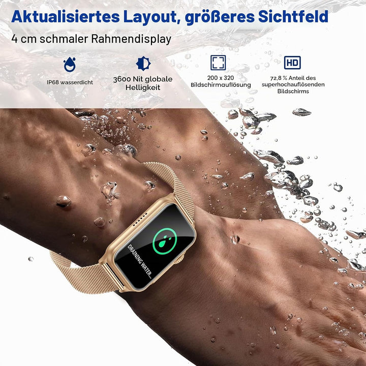 Smartwatch Damen mit Telefonfunktion 1,57 Zoll Fitnessuhr Damen mit 130 Sportmodi AI Voice IP68 Wass