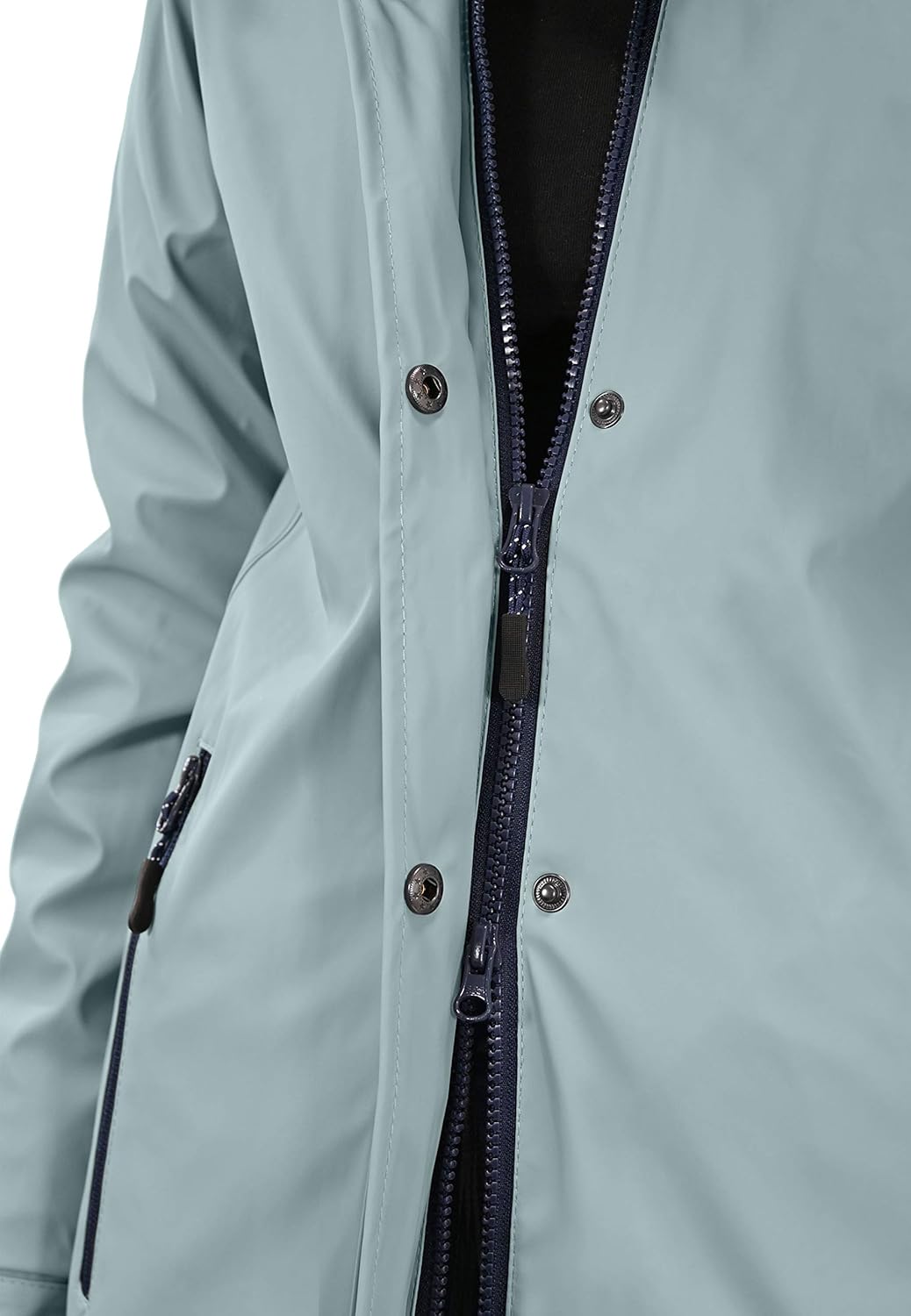 MADSea Damen Regenmantel Friesennerz gestreiftes Innenfutter Lindgrün 38 hellblau, 38 hellblau