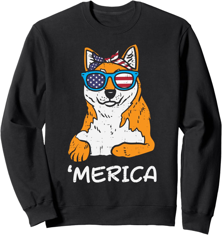 Merica Shiba Inu Doge American USA 4th Of July Fourth Dog Sweatshirt