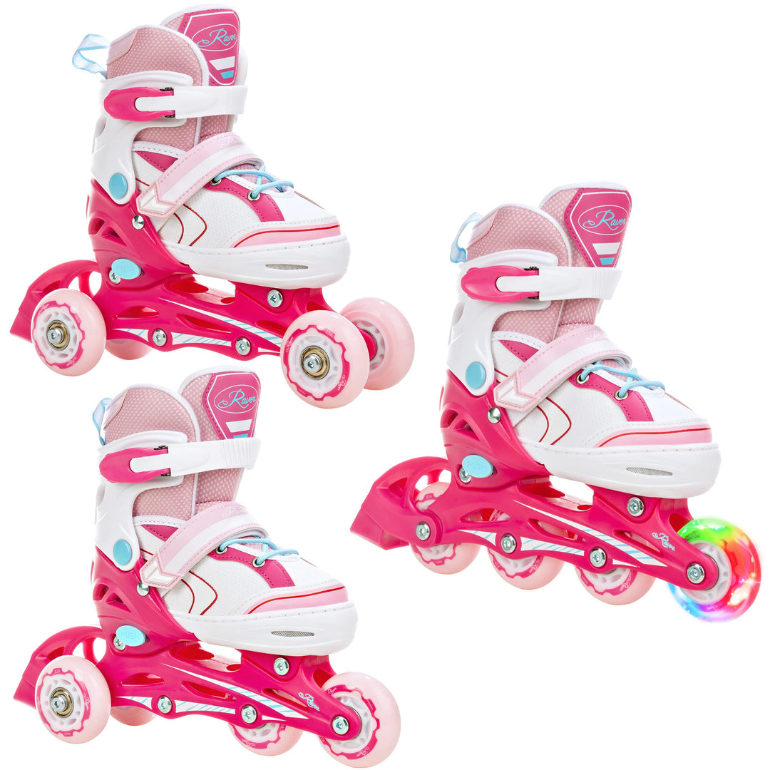 RAVEN 3in1 Inline Skates Triskates Rollschuhe Inliner für Kinder Mädchen verstellbar 34-37 (21,5cm-2