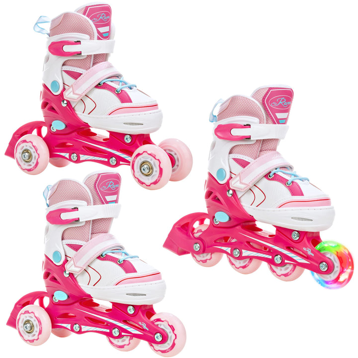 RAVEN 3in1 Inline Skates Triskates Rollschuhe Inliner für Kinder Mädchen verstellbar 34-37 (21,5cm-2