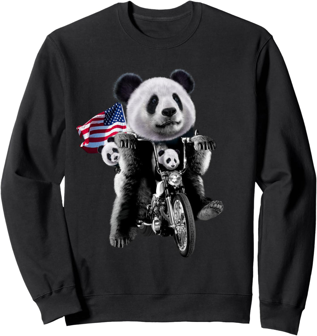 Patriot Riesenpanda mit Jungen auf Motorrädern Sweatshirt