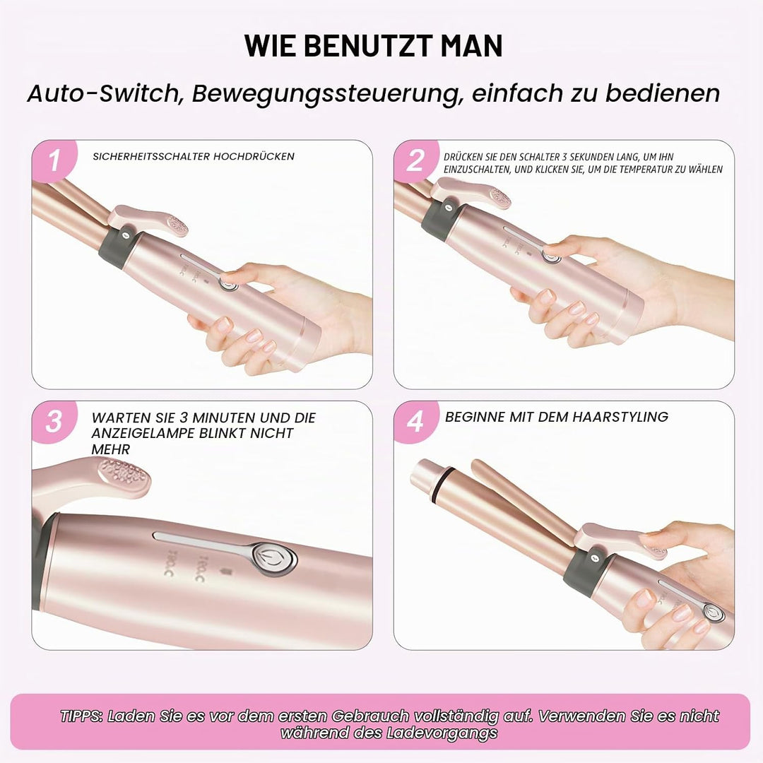 Yuehuamech Schnurloser Mini- Lockenstab 19mm Lockenstab Lockenstab Trommel Keramik Glätteisen USB Wi