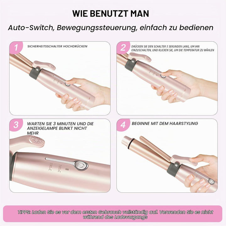 Yuehuamech Schnurloser Mini- Lockenstab 19mm Lockenstab Lockenstab Trommel Keramik Glätteisen USB Wi