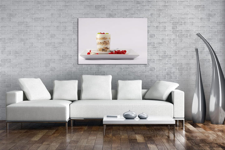 deyoli gesundes Müsli Frühstück im Format: 80x60 als Leinwandbild, Motiv fertig gerahmt auf Echtholz