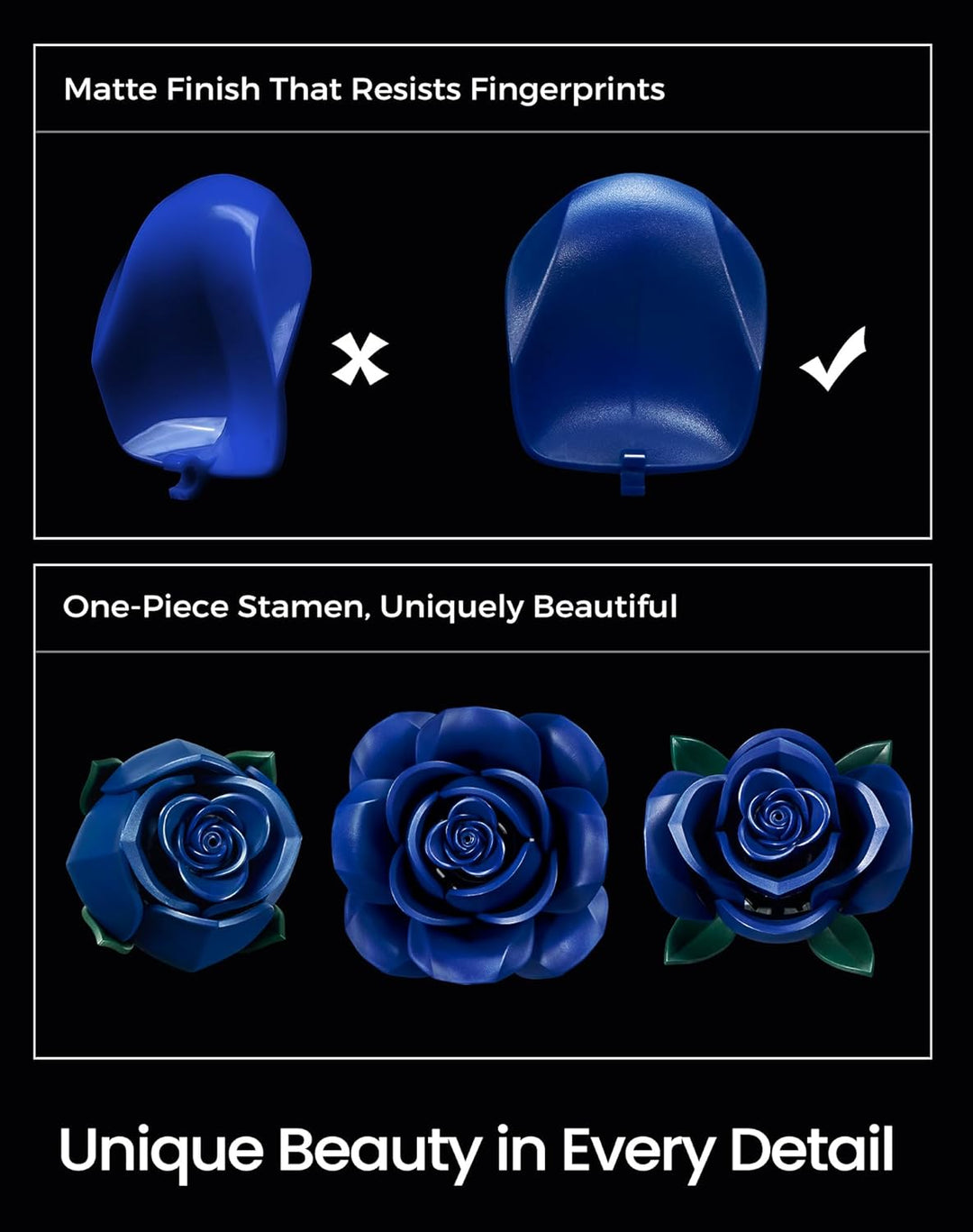 Millionspring Blaue Rosenstrauss-Bausatz mit 3 blauen künstlichen Rosen – Geschenkidee für Sie und I