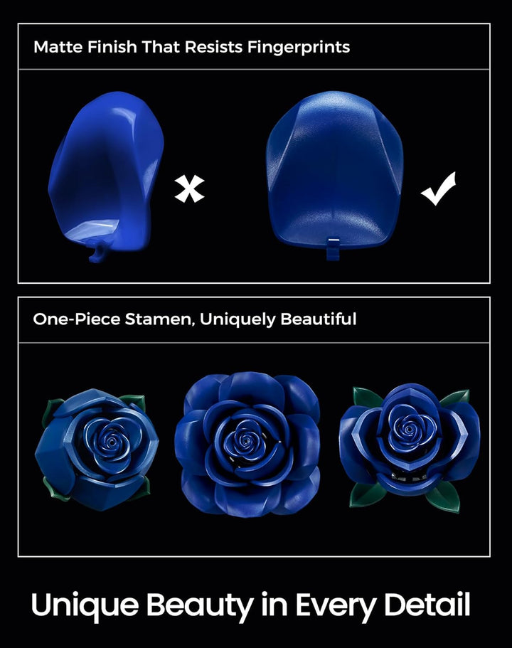 Millionspring Blaue Rosenstrauss-Bausatz mit 3 blauen künstlichen Rosen – Geschenkidee für Sie und I
