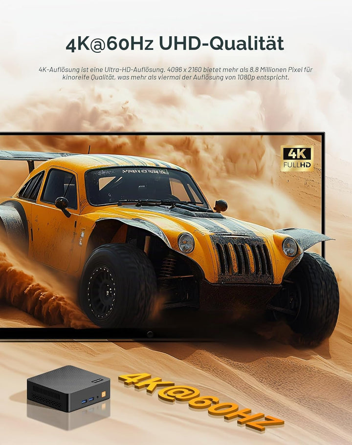 C4 Ryzen 5 3550H Mini PC, bis zu 3.7GHz, Light Gaming PC, 16GB DDR4 512GB M.2 SSD, Triple 4K 60Hz Di