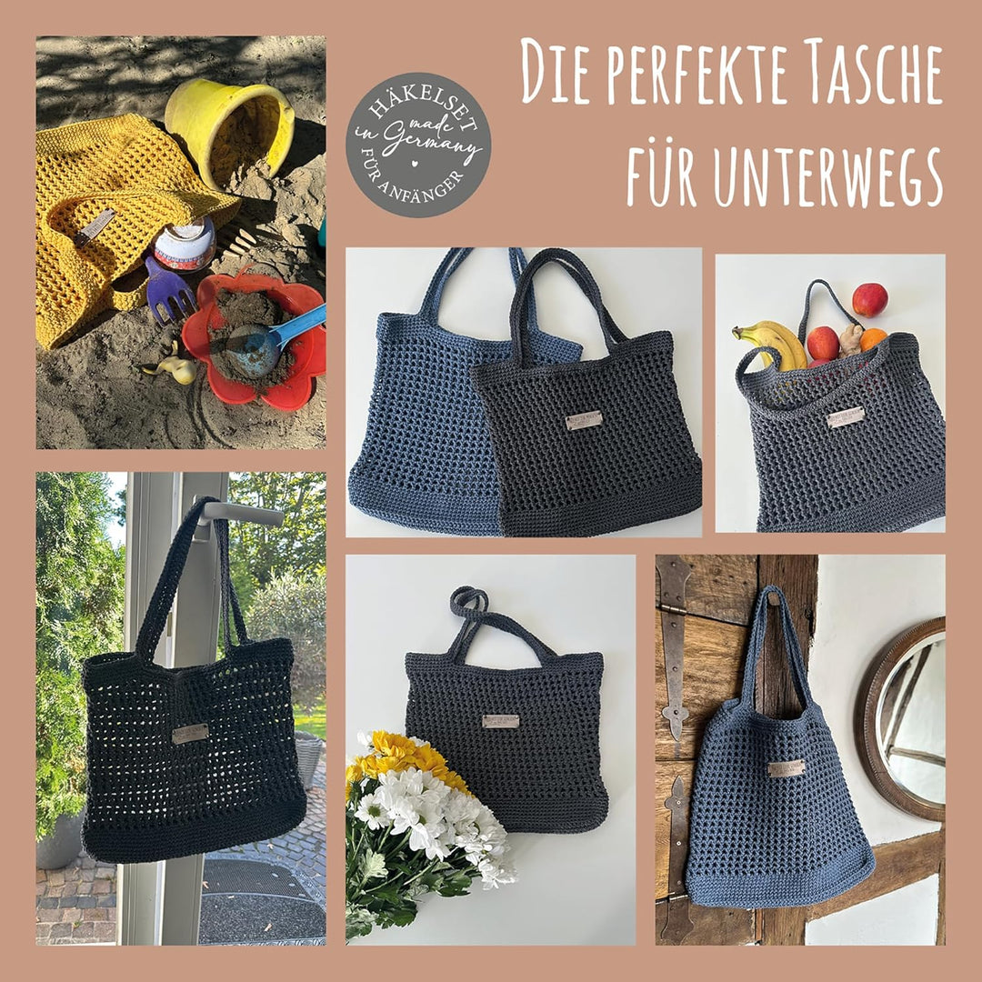 HÄKEL LIESE Häkelset Für Anfänger - Strandtasche Damen, Häkel Set für Anfänger Erwachsene, Häkelnade