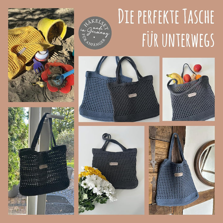 HÄKEL LIESE Häkelset Für Anfänger - Strandtasche Damen, Häkel Set für Anfänger Erwachsene, Häkelnade