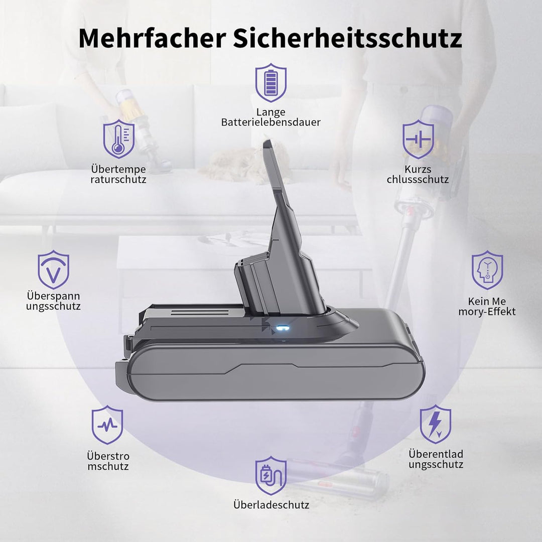 8000mAh für Dyson V8 SV10 Akku: 8.0Ah Ersatzakku für Dyson V8 Absolute Animal Fluffy Motörhead Exclu
