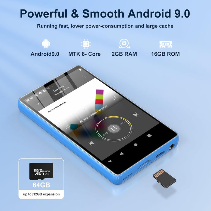 80GB MP3 Player with Bluetooth and WiFi, SWOFY 4.0 Inch Touchscreen MP3 MP4 Player, Portable Stereo,