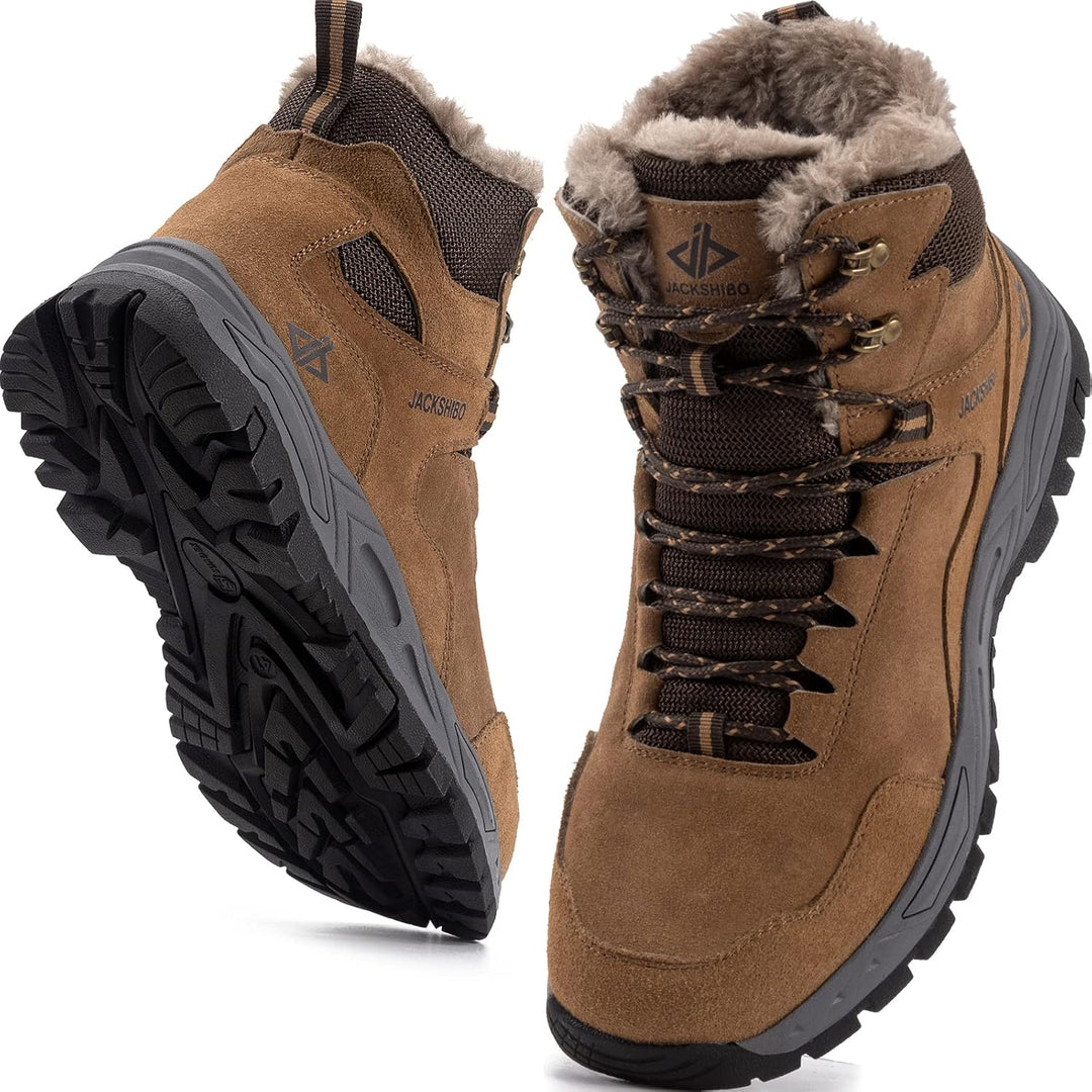 JACKSHIBO Winterschuhe Herren Winterstiefel damen mit Warm Gefüttert Wasserdicht Schneeschuhe Rutsch