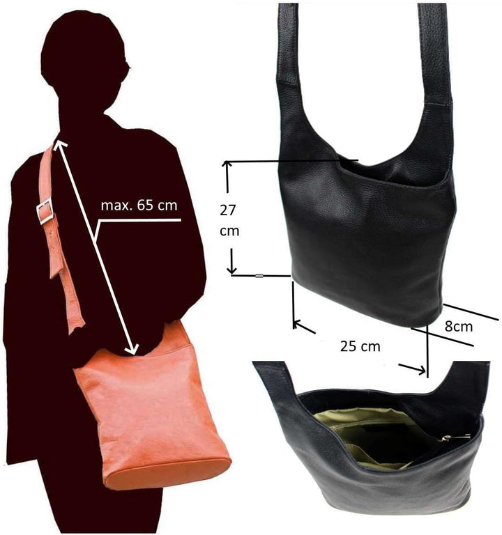 ITALYSHOP24-COM OBC Made in Italy DAMEN LEDER TASCHE Umhängetasche Bodybag Crossbody Schultertasche