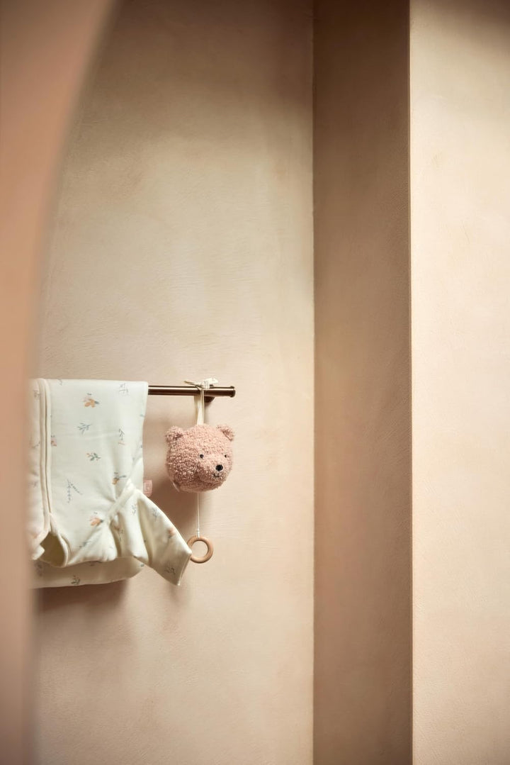 Jollein Spieluhr Baby Teddy Bear - Wild Rose - Stoff Musikanhänger - Für Mädchen und Jungen - Baby M