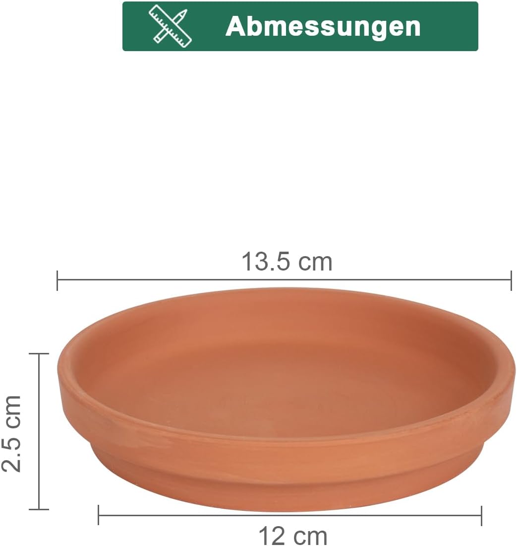 Kleine Blumentopf-Untersetzer, 13 cm, aus Terrakotta, 6 Stück, kleine runde Untersetzer aus Ton 5 in