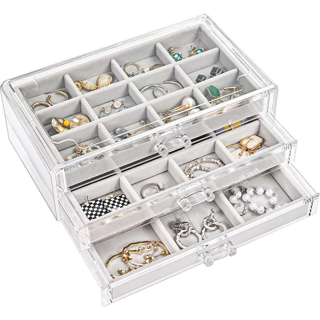 ProCase Acryl Schmuck Organizer Schmuckschatulle für Damen Durchsichtige Schmuckaufbewahrung Schmuck