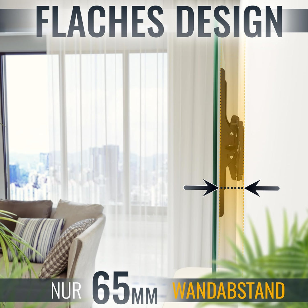 RICOO TV Wandhalterung Fernseher Neigbar Flach Slim für 37-80 Zoll, Universal TV Halterung R07, Fern