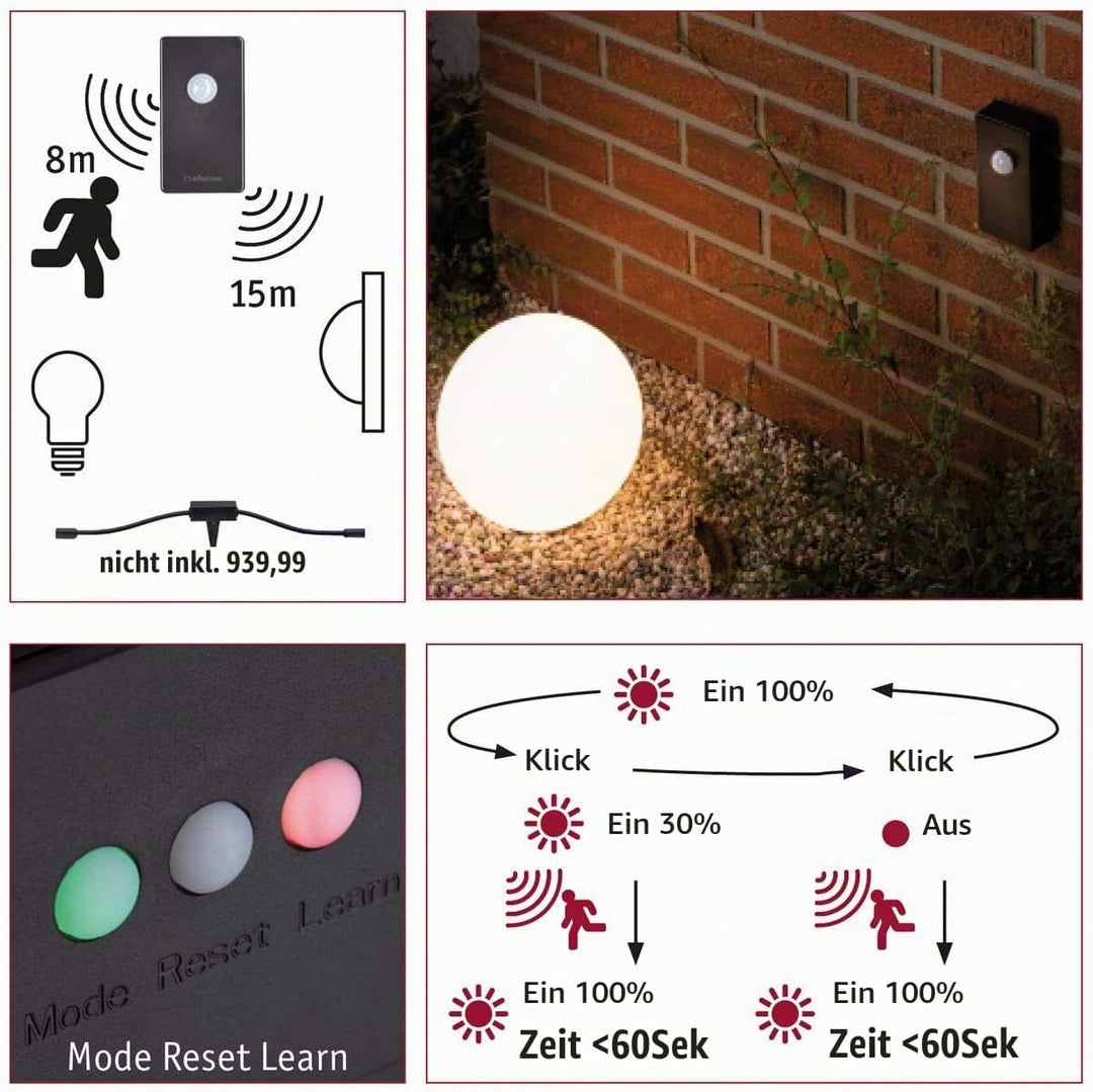 Paulmann 18012 Plug &amp; Shine SmartHome Zigbee Funksteuerung Dämmerungssensor/Bewegungsmelder Aussenbe