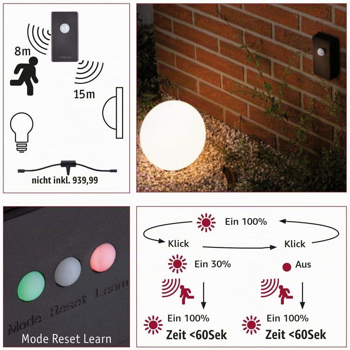 Paulmann 18012 Plug &amp; Shine SmartHome Zigbee Funksteuerung Dämmerungssensor/Bewegungsmelder Aussenbe