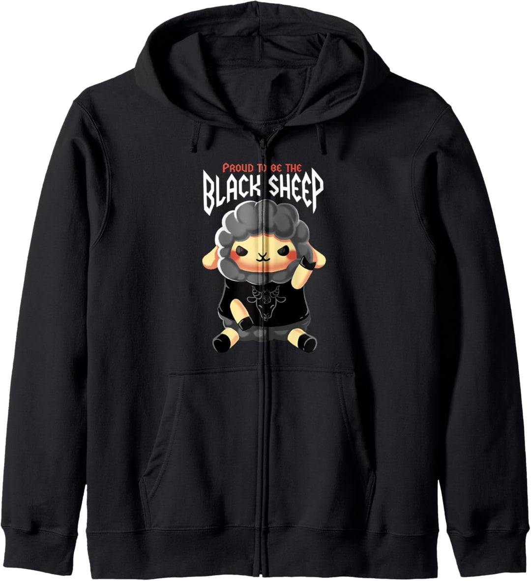 Niedliches Metal Schwarzes Schaf Kapuzenjacke
