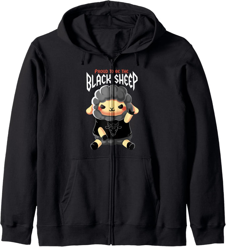 Niedliches Metal Schwarzes Schaf Kapuzenjacke
