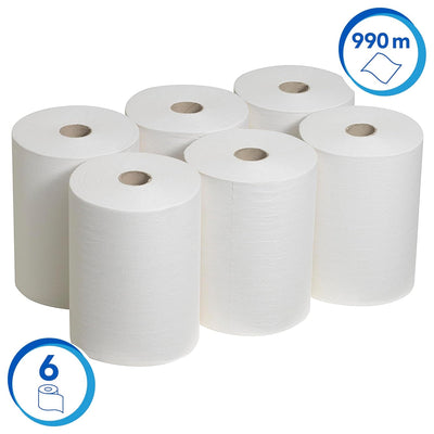 Scott gerollte Papierhandtücher Slimroll 6657 - Rollenhandtuch für Spender - 6 x 165 m lange Papierh