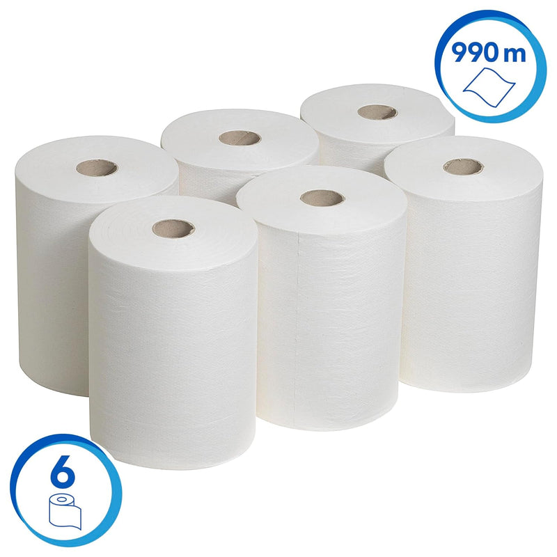 Scott gerollte Papierhandtücher Slimroll 6657 - Rollenhandtuch für Spender - 6 x 165 m lange Papierh