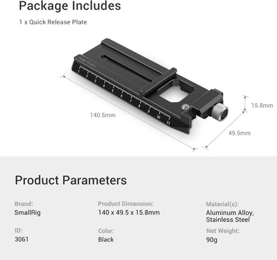 SMALLRIG RS2/RSC2/RS3/RS3 Pro Quick Release Plate Schnellwechselplatte mit Arca-Swiss für DJI RS 2/R