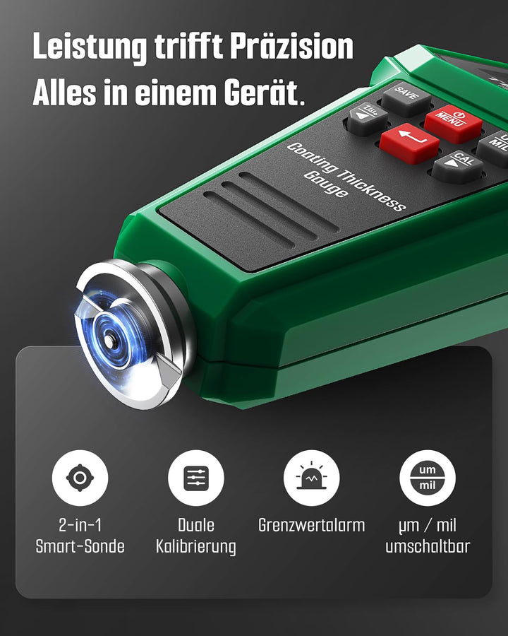 TESMEN TCG-2001 Lackschichtdickenmessgerät für Autos, Digitales Lackmessgerät mit Balkendiagramm, 4-