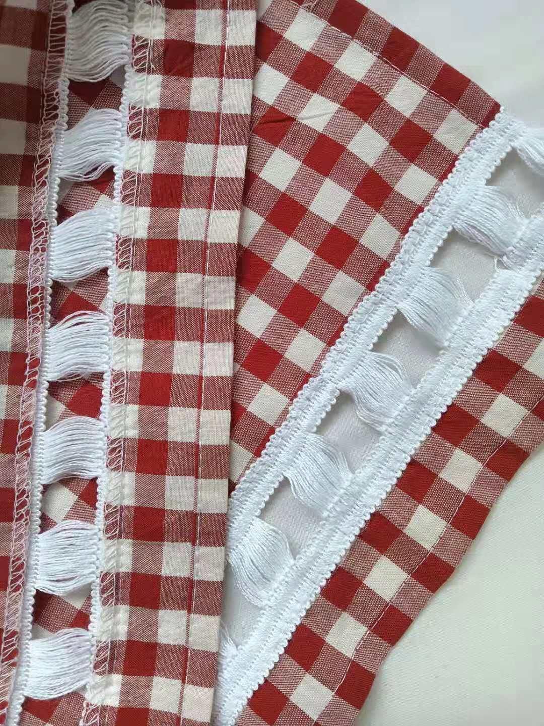 Yaland Vorhänge mit Karo-Muster Landhausstil Gardinen Karo-grösse 1x1cm Wohnzimmer Gardinenschals mi