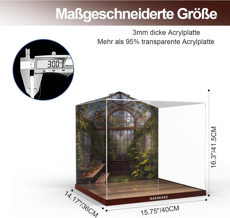 cooldac Acryl-Vitrine kompatibel mit Lego Harry Potter 76433 Zaubertrankpflanze Alraune, Staubdichte